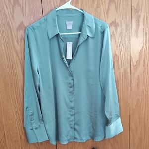 Chico's Women's Green Button-Down Shirt